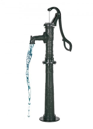 Well Hand Pitcher Pump, 20 ft Max Lift, Antique Cast Iron Manual Hand Water Pump with Heightening Base, NPT 1-1/4 in Connection, Easy Installation, for Outdoor Garden, Pond, Yard, Farm, Green