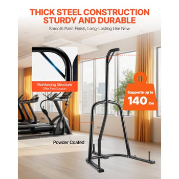 Punching Bag Stand, Steel Heavy Duty Workout Equipment, Boxing Punching Bag Stand, Holds Up to 140 lbs, Freestanding Sandbag Rack with Weighted Base, Training Equipment for Home Gym Fitness