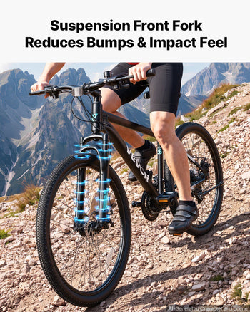 Mountain Bike for Men and Women 26 inch Outdoor Bicycle 21 Speeds, Adult Bikes, Front Suspension, Adjustable Saddle, All-Terrain Tires, Aluminum Alloy Frame, Dual Disc Brake, Pre-Assembled