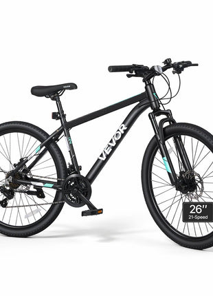 Mountain Bike for Men and Women 26 inch Outdoor Bicycle 21 Speeds, Adult Bikes, Front Suspension, Adjustable Saddle, All-Terrain Tires, Aluminum Alloy Frame, Dual Disc Brake, Pre-Assembled