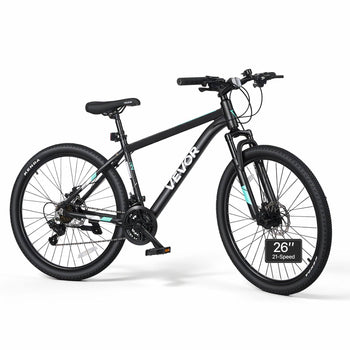 Mountain Bike for Men and Women 26 inch Outdoor Bicycle 21 Speeds, Adult Bikes, Front Suspension, Adjustable Saddle, All-Terrain Tires, Aluminum Alloy Frame, Dual Disc Brake, Pre-Assembled