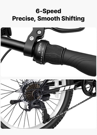 Mountain Bike for Men and Women 20 inch Outdoor Bicycle 6 Speeds, Adult Bikes, Full Suspension, Adjustable Saddle, All-Terrain Tires, High Carbon Steel Frame, Dual Brakes, Pre-Assembled