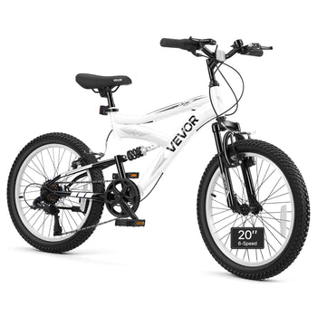 Mountain Bike for Men and Women 20 inch Outdoor Bicycle 6 Speeds, Adult Bikes, Full Suspension, Adjustable Saddle, All-Terrain Tires, High Carbon Steel Frame, Dual Brakes, Pre-Assembled