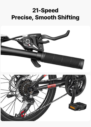 Mountain Bike for Men and Women 20 inch Outdoor Bicycle 21 Speeds, Adult Bike, Front Suspension, Adjustable Saddle, All-Terrain Tires, High Carbon Steel Frame, Dual Disc Brake, Pre-Assembled