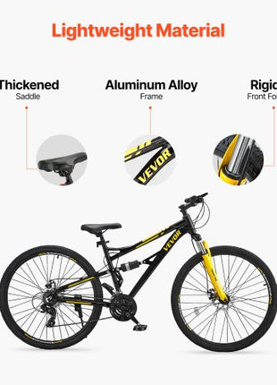 Mountain Bike, 29 inch MTB Bicycle with Full Dual Suspension, 24 Speeds Twist Shifting, Comfort Saddle, Dual Disc Brakes, Aluminum Alloy Frame, Adult Sport Cycling Bicycle for Men Women Trail Snow