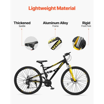 Mountain Bike, 29 inch MTB Bicycle with Full Dual Suspension, 24 Speeds Twist Shifting, Comfort Saddle, Dual Disc Brakes, Aluminum Alloy Frame, Adult Sport Cycling Bicycle for Men Women Trail Snow