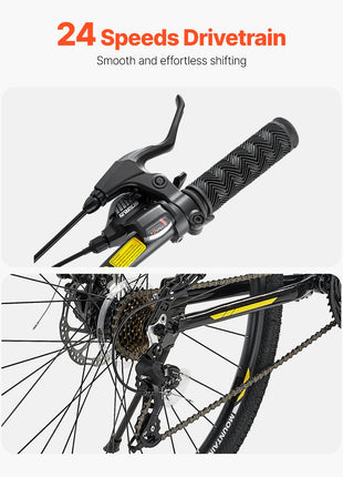 Mountain Bike, 29 inch MTB Bicycle with Full Dual Suspension, 24 Speeds Twist Shifting, Comfort Saddle, Dual Disc Brakes, Aluminum Alloy Frame, Adult Sport Cycling Bicycle for Men Women Trail Snow