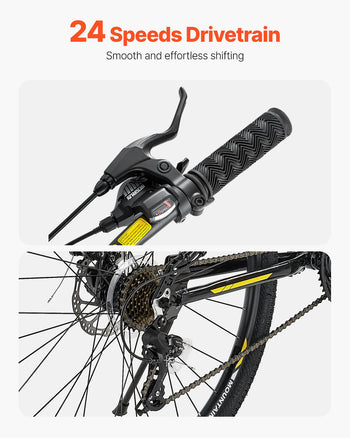 Mountain Bike, 29 inch MTB Bicycle with Full Dual Suspension, 24 Speeds Twist Shifting, Comfort Saddle, Dual Disc Brakes, Aluminum Alloy Frame, Adult Sport Cycling Bicycle for Men Women Trail Snow