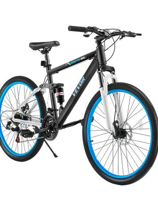 Mountain Bike, 26 inch MTB Bicycle with Full Dual Suspension, 21 Speed Twist Shifting, Comfort Saddle, Dual Disc Brake, Aluminum Alloy Frame, Adult Sport Cycling Bicycle for Men Women Trail Snow