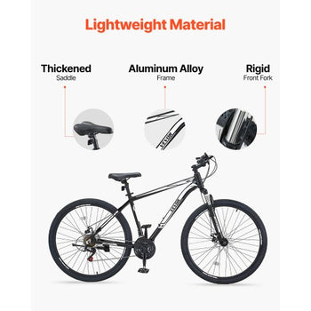 Mountain Bike, 29 inch MTB Bicycle with Front Suspension, 21 Speeds SHIMANO Twist Shifting, Comfort Saddle, Dual Disc Brakes, Aluminum Alloy Frame, Adult Sport Cycling Bicycle for Men Women Trail Snow