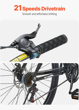  Mountain Bike, 29 inch MTB Bicycle with Front Suspension, 21 Speeds SHIMANO Twist Shifting, Comfort Saddle, Dual Disc Brakes, Aluminum Alloy Frame, Adult Sport Cycling Bicycle for Men Women Trail Snow