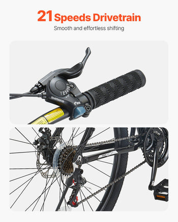  Mountain Bike, 29 inch MTB Bicycle with Front Suspension, 21 Speeds SHIMANO Twist Shifting, Comfort Saddle, Dual Disc Brakes, Aluminum Alloy Frame, Adult Sport Cycling Bicycle for Men Women Trail Snow