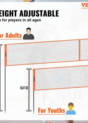 4-Way Volleyball Net, Adjustable Height Badminton Net Set for Backyard Beach Lawn, Outdoor Portable Volleyball Net with Carrying Bag, 4 Square Quick Assemble Game Set For Kids And Adults