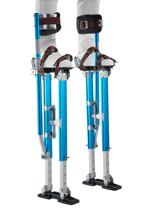 Drywall Stilts, 24.2–40.3 Inch Adjustable Aluminum Painter Stilts, 228 lbs Load Capacity, Non-Slip Rubber Feet, Dual Spring Shock Absorption, Comfortable Leg Straps for Painting, Decoration,Blue