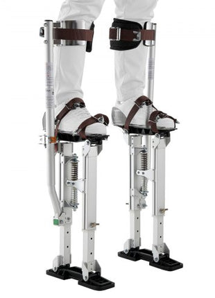 Drywall Stilts, 16.124.1 in Adjustable Aluminum Painter Stilts, 228 lbs Load Capacity, Non-Slip Rubber Feet, Dual Spring Shock Absorption, Comfortable Leg Straps for Painting, Decoration,Silver