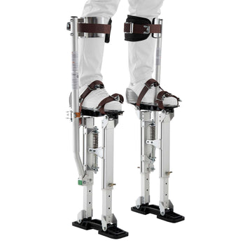 Drywall Stilts, 16.1–24.1 in Adjustable Aluminum Painter Stilts, 228 lbs Load Capacity, Non-Slip Rubber Feet, Dual Spring Shock Absorption, Comfortable Leg Straps for Painting, Decoration,Silver