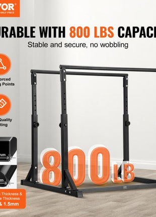 Dip Bar, 800 lbs Capacity, Heave Duty Dip Stand Station with Adjustable Height, Fitness Workout Dip Bar Station Stabilizer Parallette Push Up Stand, Parallel Bars for Strength Training Home Gym