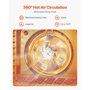 Food Dehydrator Machine, 10 Stainless Steel Trays, 1000W Electric Food Dryer with Adjustable Temperature & 24-Hour Timer, Food-Dehydrator for Jerky, Meat, Fruit, Vegetables, Herbs, Dog Treats