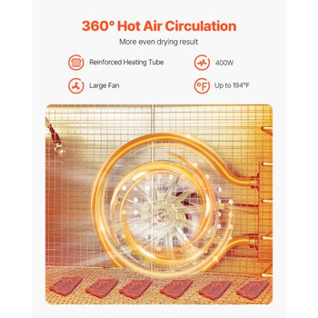 Food Dehydrator Machine, 6 Stainless Steel Trays, 400W Electric Food Dryer with Adjustable Temperature & 24-Hour Timer, Freeze Dryer for Jerky, Meat, Fruit, Vegetables, Herbs, Dog Treats