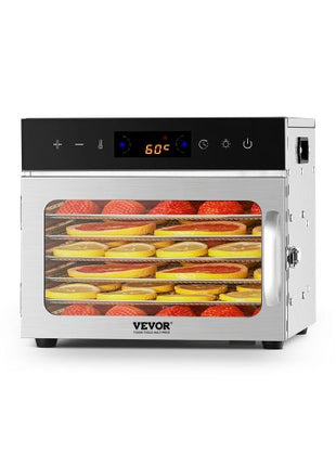 Food Dehydrator Machine, 6 Stainless Steel Trays, 400W Electric Food Dryer with Adjustable Temperature & 24-Hour Timer, Freeze Dryer for Jerky, Meat, Fruit, Vegetables, Herbs, Dog Treats