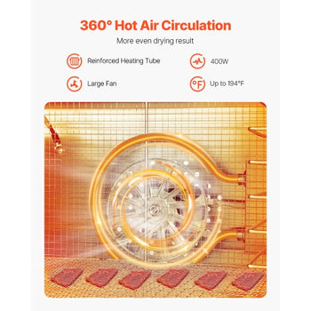 Food Dehydrator Machine, 8 Stainless Steel Trays, 400W Electric Food Dryer with Adjustable Temperature & 24-Hour Timer, Heated Dryer for Jerky, Meat, Fruit, Vegetables, Herbs, Dog Treats
