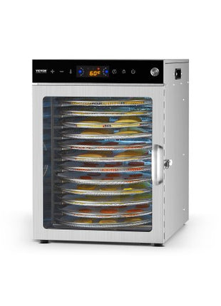 Rotary Food Dehydrator Machine, 12 Stainless Steel Trays, 800W Electric Food Dryer with Adjustable Temp & 24-Hour Timer, Food-Dehydrator for Jerky, Meat, Fruit, Vegetables, Herbs, Dog Treats