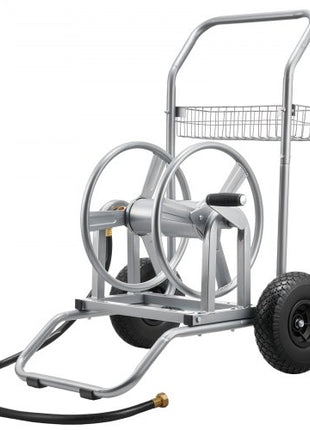 Water Hose Reel Cart, 200/300ft High-Pressure Garden Hose Cart, Hoses Reel Carts with Two Wheels, Handle & Heavy-Duty Mesh Storage Basket, Dual-Purpose Portable Hoses Reels for Garden, Car, Pet