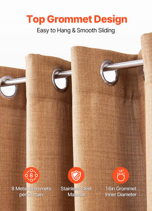 Natural Linen Curtains, 52 x 84 inch 2 Panels Set, Grommet Light Filtering Thick Flax Textured Linen Drapes, Privacy Burlap for Living Room, Bedroom, Farmhouse, Sunroom, Office Window Curtain