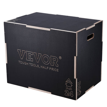 Black VEVOR storage box, 24-inch, made of durable wood with modern design, ideal for tough tool organization.