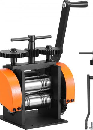 Rolling Mill, 1.77"/45 mm Jewelry Rolling Mill Machine, 1: 2.4 Gear Ratio, 3-in-1 Multi-function Rolling Mill, 0-6 mm Press Thickness for Metal Jewelry Making Sheet Square Wire Semicircle