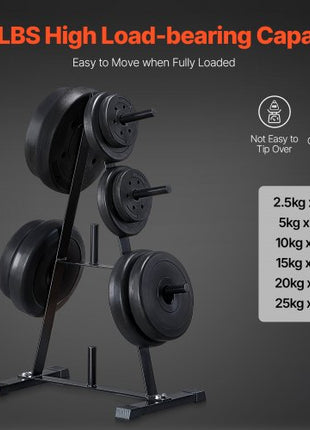 Weight Plate Rack, A Frame Weight Plate Tree for 1-Inch Weight Plates, Standard Weight Plate Tree, 500 lbs Load Capacity Weight Storage Holder, Home Gym Barbell Rack Storage Stand, Black