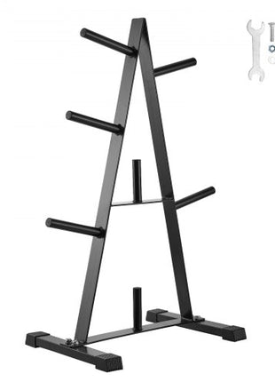 Weight Plate Rack, A Frame Weight Plate Tree for 1-Inch Weight Plates, Standard Weight Plate Tree, 500 lbs Load Capacity Weight Storage Holder, Home Gym Barbell Rack Storage Stand, Black