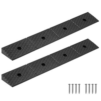 Rubber Curb Ramp, 33069 lbs Load Capacity, 2 Inches Rise Height Heavy Duty Rubber Threshold Ramp with Drainage Tank for Wheelchairs, Strollers, Motorcycles, Cars, Lawn Mowers & Trailers, 2 Pack