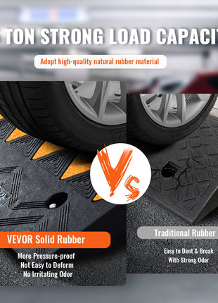VEVOR heavy-duty 15-ton rubber parking mat, black, pressure-proof, durable, odor-free design for vehicle stability.