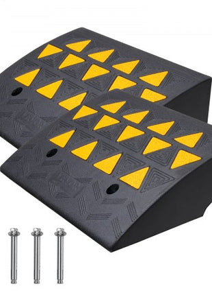 Rubber Curb Ramp 2 Pack, 6" Rise Height Heavy-Duty 33069 lbs/15 T Capacity Threshold Ramps, Driveway Ramps with Stable Grid Structure for Cars, Wheelchairs, Bikes, Motorcycles