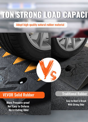 VEVOR solid rubber 15-ton load capacity ramp, pressure-proof, durable, non-deforming, with no irritating odor.