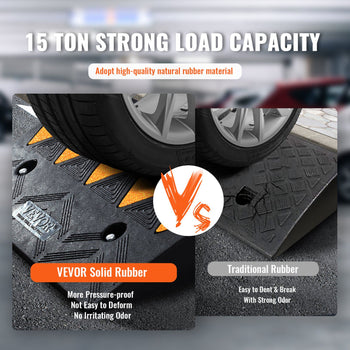 VEVOR solid rubber 15-ton load capacity ramp, pressure-proof, durable, non-deforming, with no irritating odor.