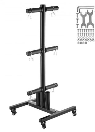 Weight Plate Rack, Vertical Weight Plate Tree for 2-Inch Weight Plates, Standard Weight Plate Tree with Wheels, 1000 lbs Load Capacity Weight Storage Holder, Home Gym Barbell Rack Storage Stand