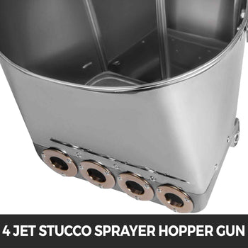 4 Jet 3Hp Stucco Sprayer Plaster Sprayer Cement Mortar Spray Gun Hopper Wall Paint Spray Gun Wall Painting Concrete Tool Manual Sprayer for Painting Wall or Ceilings