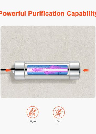 UV Water Purifier, 8W 1GPM, 110V Versatile Ultraviolet Water Purifier Filter with Stainless Steel Housing, Whole House UV Water Filter with Quartz Sleeve Fit for Shower/Drinking/Cleaning