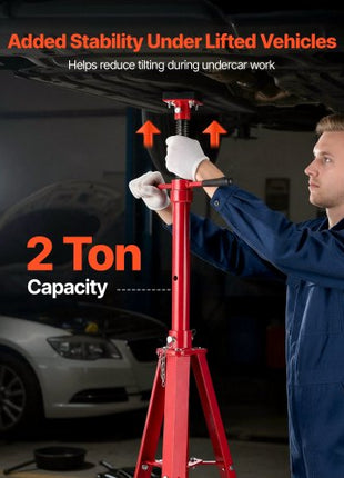 Under Hoist Tripod Stand, 2 Ton (4409 lbs) Capacity High Lift Jack Stand Reach Underhoist Support, Lifting from 47.24" to 84.65", 4-Level Adjustable Height, Heavy Duty Carbon Steel for Car Lift