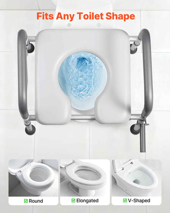 Raised Toilet Seat with Arms, 400 lbs Load Capacity, Adjustable Height and Width, Commode Cushion Padded Elevated Toilet Seat Riser with Handles for Seniors, Elderly, Handicap, Disabled, Adults