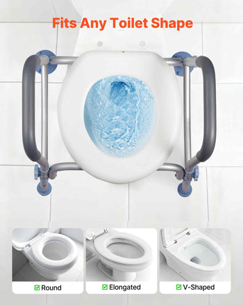 Raised Toilet Seat with Arms, 300 lbs Load Capacity, Adjustable Height, Widened Commode Elevated Toilet Seat Riser with Handles and Splash Guard for Seniors, Elderly, Handicap, Disabled, Adults