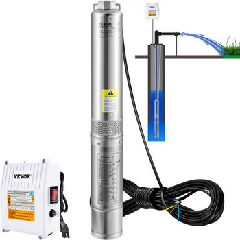 Deep Well Submersible Pump, 1.5HP 115V/60Hz, 37gpm 276ft Head, with 33ft Cord & External Control Box, 4\" Stainless Steel Water Pump for Industrial, Irrigation and Home Use, IP68 Waterproof