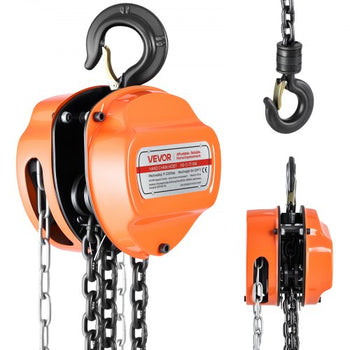 Hand Chain Hoist, 1 Ton 2200 lbs Capacity, Manual Chain Block with Upgrade G80 Galvanized Chain, 20 ft Lifting Height, Heavy Duty Pulley Hoist for Garage Warehouse Automotive Machinery, Orange