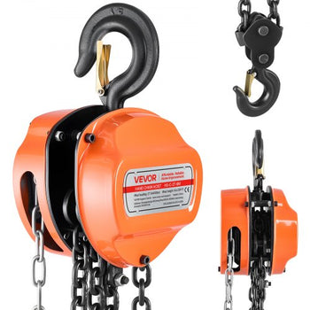 Hand Chain Hoist, 2 Ton 4400 lbs Capacity, Manual Chain Block with Upgrade G80 Galvanized Chain, 20 ft Lifting Height, Heavy Duty Pulley Hoist for Garage Warehouse Automotive Machinery, Orange