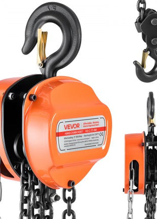 Hand Chain Hoist, 3 Ton 6600 lbs Capacity, Manual Chain Block with Upgrade G80 Galvanized Chain, 20 ft Lifting Height, Heavy Duty Pulley Hoist for Garage Warehouse Automotive Machinery, Orange