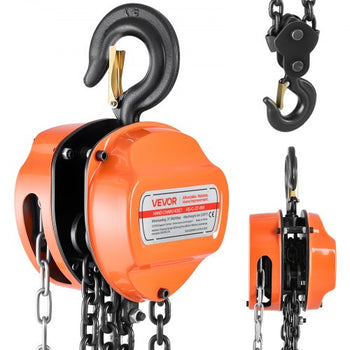 Hand Chain Hoist, 3 Ton 6600 lbs Capacity, Manual Chain Block with Upgrade G80 Galvanized Chain, 20 ft Lifting Height, Heavy Duty Pulley Hoist for Garage Warehouse Automotive Machinery, Orange