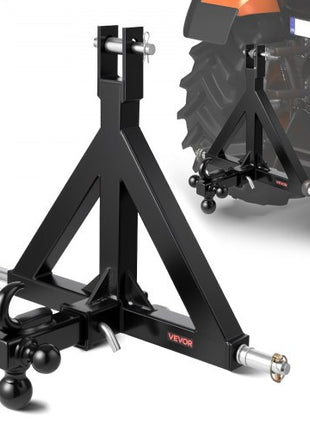 3 Point Trailer Hitch 2 in Receiver, 3pt Quick Hitch Attachment with 3 Trailer Balls, Tractor Tow Drawbar Adapter, Compatible with Kubota, Mahindra, Ford, Yanmar, John Deere, Massey Ferguson