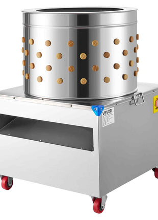 Chicken Plucker Machine, 23.6 in Drum, 2200W & 240RPM Electric Chicken Plucking Machine with 119 Soft Fingers & Transport Wheels, Stainless Steel Feather Remover for Processing 2-4 Chicks Once